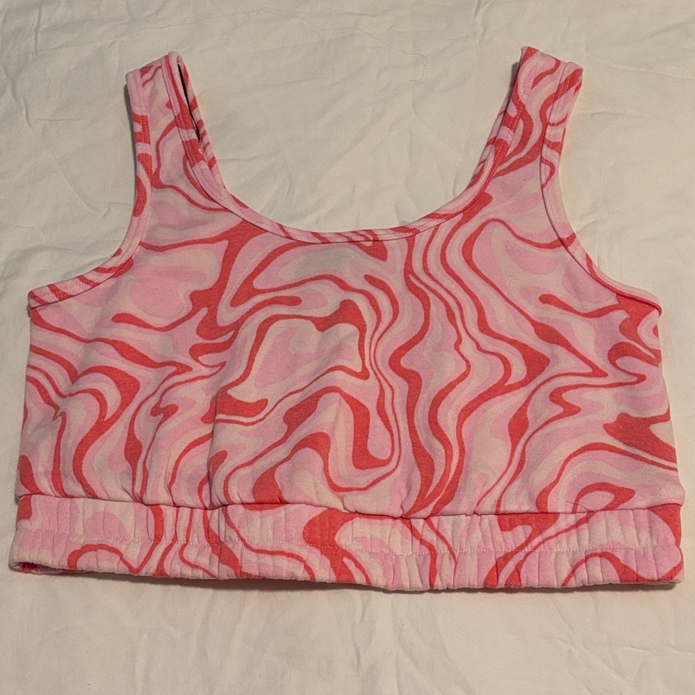 Forever 21 Wild Pink and Red Patterned Crop Top